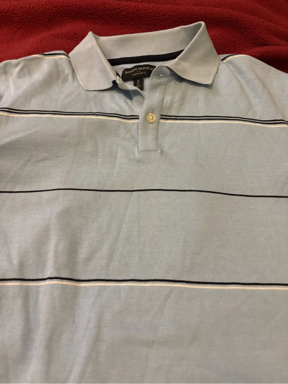 Banana Republic Light Blue Striped Polo Shirt